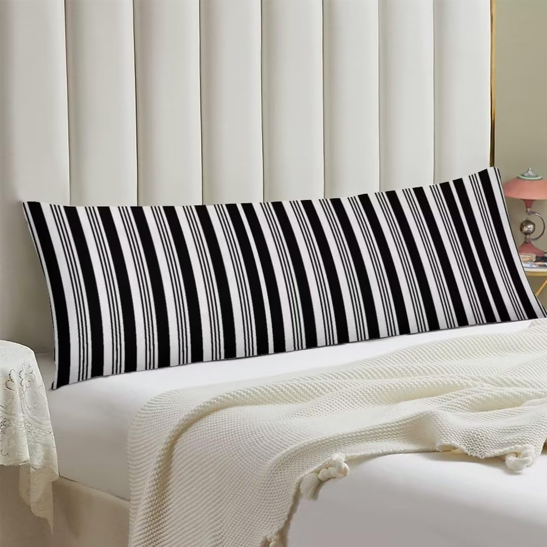 White and Black Stripe Body Pillow Cover Black and White Striped Throw Pillow Covers Modern Long Pillow Case Protector with Zipper Decorative Soft Rectangle Bed Pillowcases for Bedroom,Couch 20"x54"