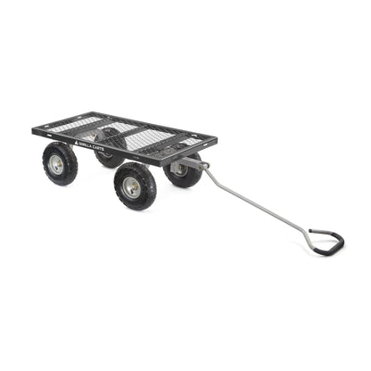 Gorilla Cart Large 800lb / 350 kg Capacity Solid Steel Outdoor Garden Multi-Use Hauling Utility Wagon Cart with Balanced 4-Wheeled Design and 10-Inch Pneumatic Tires, Black