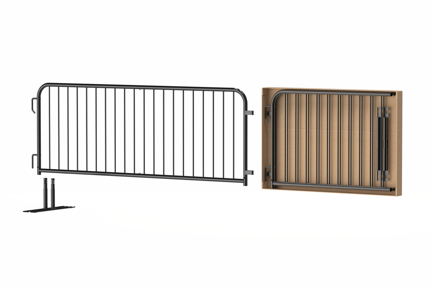 Angry Bull Barricades Barricade in a Box 2.0 - Heavy Duty Interlocking Steel Barricade, 8.5 Ft. (Black, Flat feet)