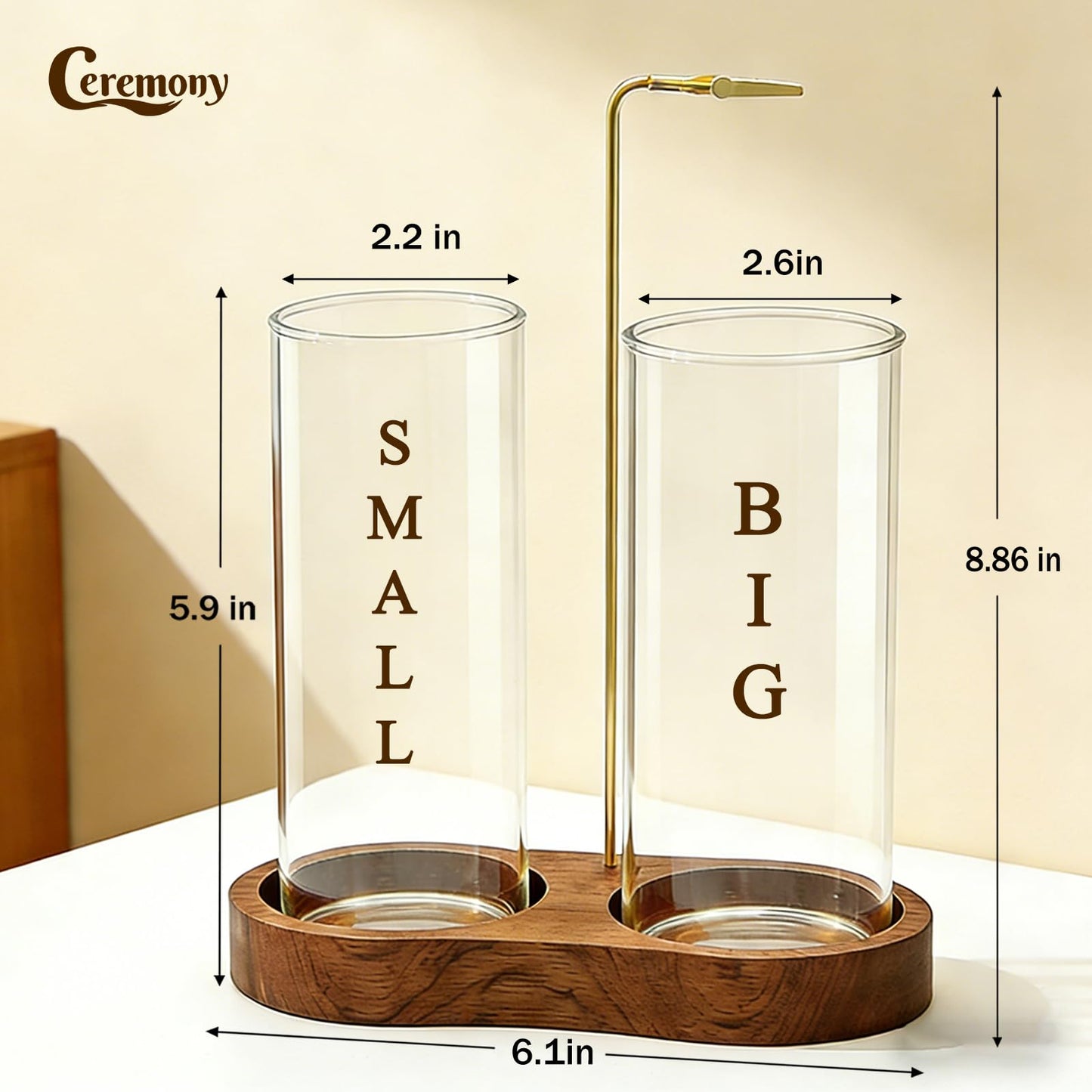 Ceremony Incense Holder, 2 in 1 Wooden Incense Holder for Sticks, Anti-ash Incense Burner with Glass Ash Catcher for Meditation Yoga Spa Room Decor
