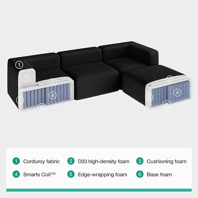 Novilla 106" Modular Sectional Sofa, Modern Cloud Sectional Couch