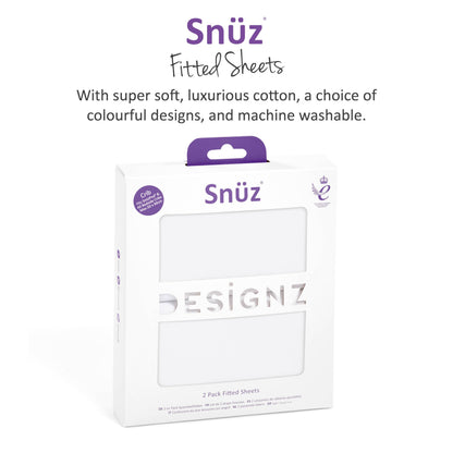 2 Pack Crib Fitted Sheets 44 x 80cm – White – Light, Breathable & Luxurious Jersey Cotton Made to Last & Designed to Fit SnüzPod Bedside Cribs
