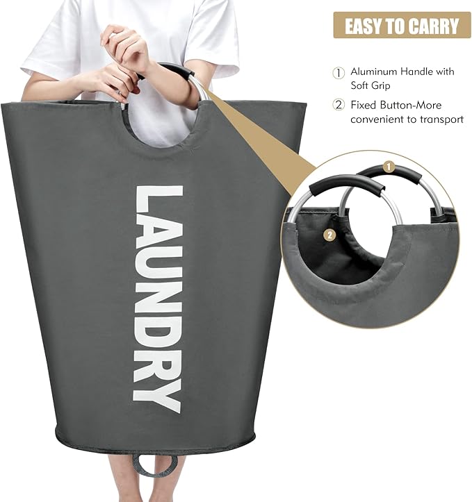 125L X-Large Laundry Basket, Freestanding Tall Clothes Hamper, Collapsible