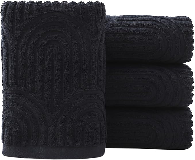 Pidada Hand Towels Set of 4 Striped Pattern 100% Cotton Absorbent Soft