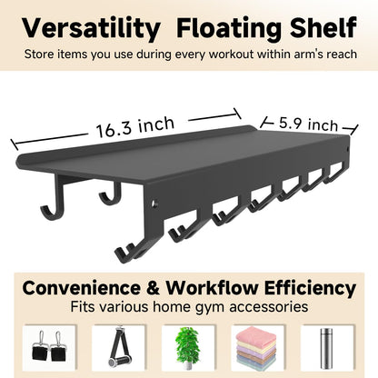 Dafftos Floating Shelf Compatible with Tonal Accessories Home Gym Storage Rack Wall Mount Resistance Band Organizer Workout Metal Holder Hook T-Bracket Lock Adapters Hanger Equipment Fitness