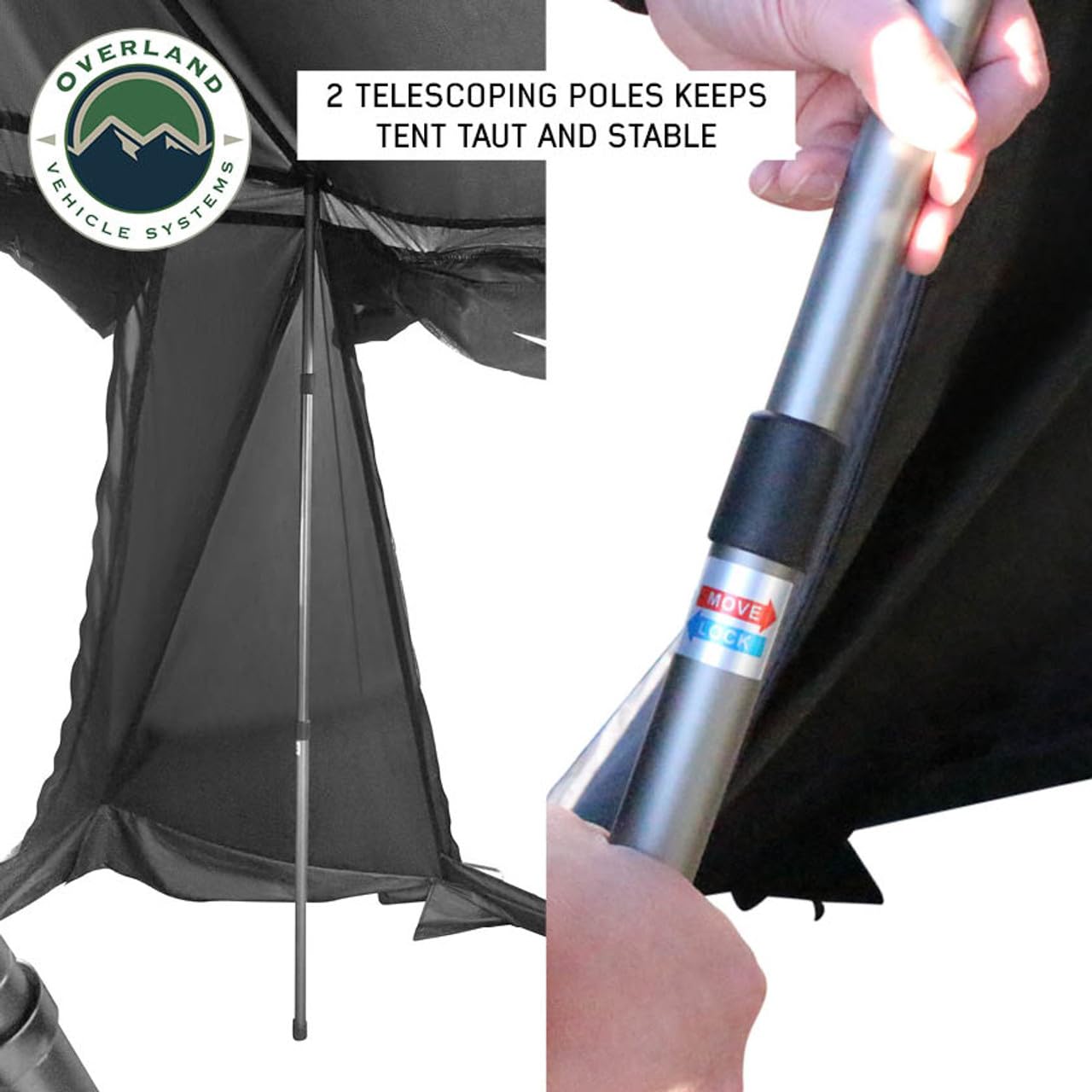 Overland Vehicle Systems XD Everest Annex Room Roof Top Tent Extension - Black Body Grey Trim (XD Everest Annex Room 2 Person)