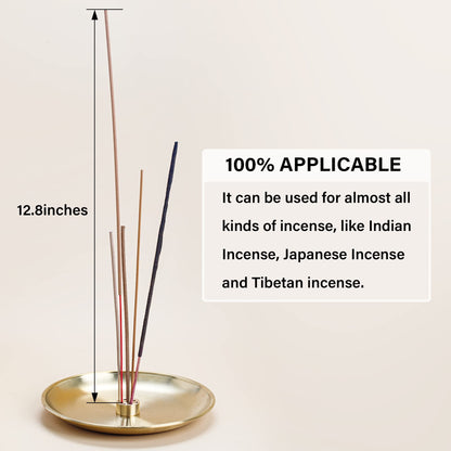 ZenBless 5 in 1 Incense Burner, Palo Santo Holder, Sage Holder, Incense Holder for Incense Sticks/Coil Incense/Incense Cones, 5.5 inches Brass Ash Catcher for Meditation Yoga Room