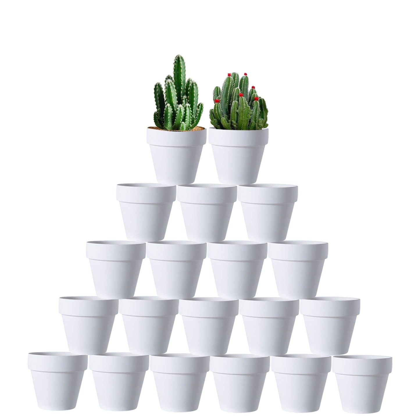 XXYXXY 20 Pieces 2.95 inch White Terra Cotta Pots Mini with Drain Holes Juicy flowerpots Home Office, windowsill, Wedding Decoration flowerpots（White） ﻿