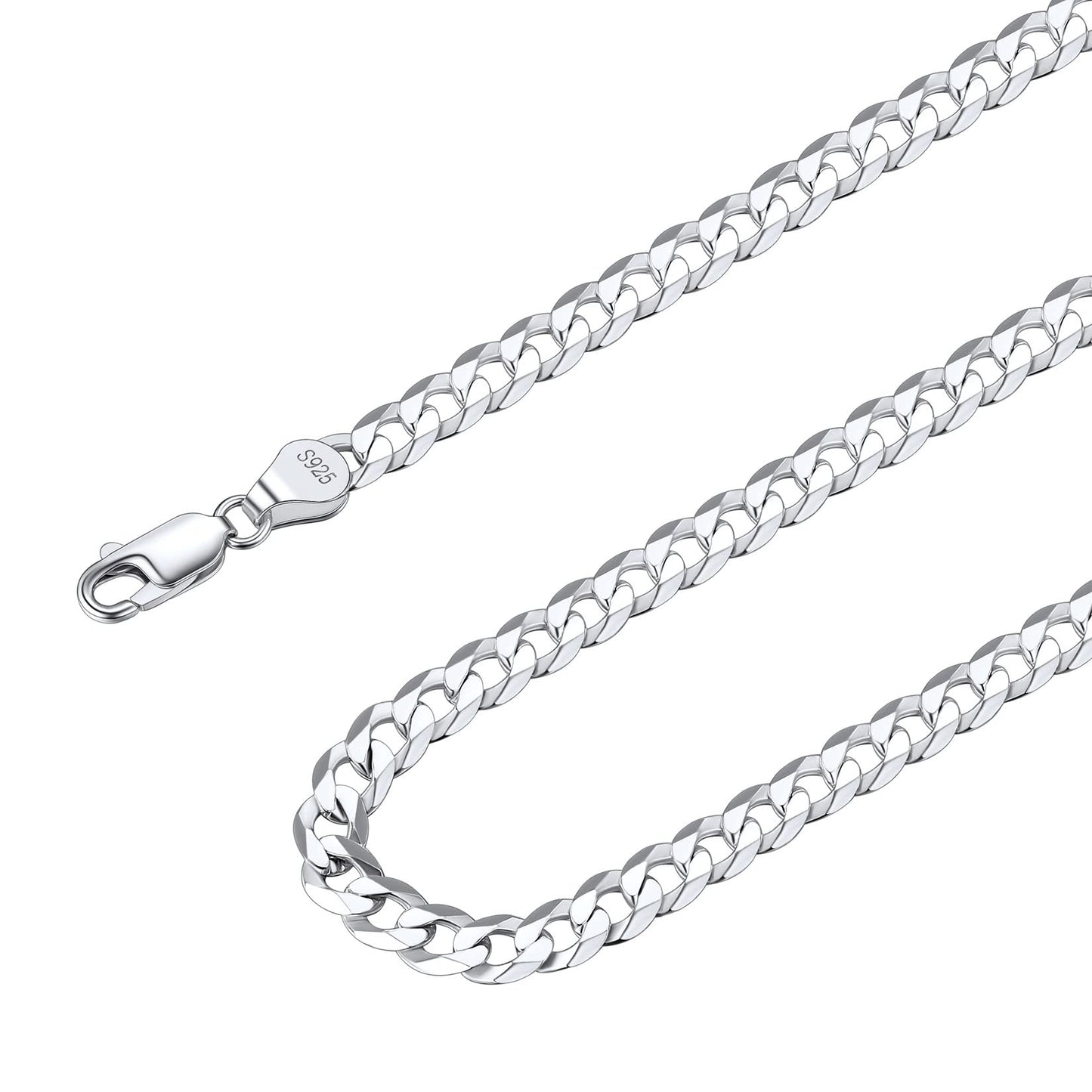 Suplight 925 Sterling Silver Cuban Chains Necklace for Men 5mm Flat Solid Mens Necklaces 20 Inch Men's Silver Chain Gift for Son Husband Father