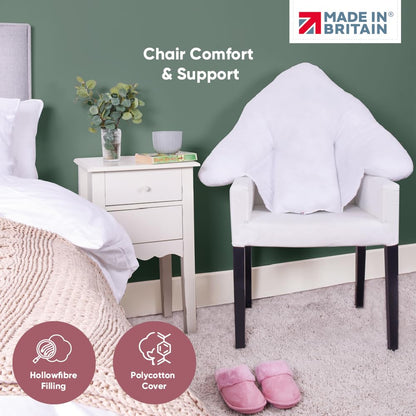 Lancashire Textiles Orthopaedic Batwing Shaped Neck & Back Support Pillow for Help with Cushioning and Sitting Complete with White Removable Pillowcase