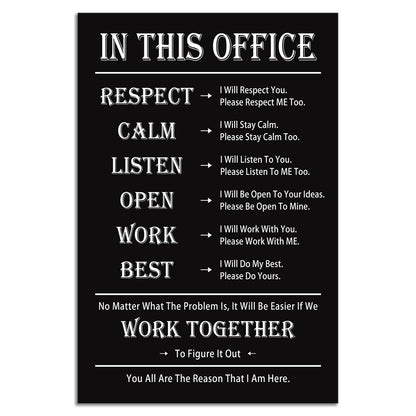 Motivational Canvas Wall Art for Office Wall Decor Inspirational Teamwork Theme Painting Posters In This Office Canvas Prints Artwork Framed Wall Art for Bedroom Modern Company Decor[12''W x 18''H]