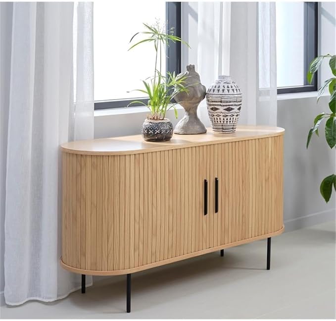 Unique Furniture Modern 2-Door Slideboad in Natural Oak