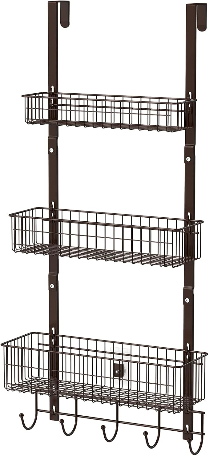 Over the Door Basket Organizer 3 Tier Hanging Basket Door Shelf Rack Heavy Duty