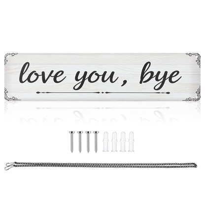 Nirxxiy Love You Bye Sign Sentimental Sign Wall Aluminum Decor Home Bar Hallway Entryway Door Metal Wall Art Gifts for Loved Ones to Express Warmth 16 x 4'' (White Font-A)