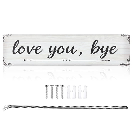 Nirxxiy Love You Bye Sign Sentimental Sign Wall Aluminum Decor Home Bar Hallway Entryway Door Metal Wall Art Gifts for Loved Ones to Express Warmth 16 x 4'' (White Font-A)