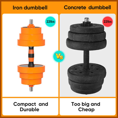 Gruper Adjustable Dumbbells Barbell Set of 2, UP to 44/66 /88 lbs Free Weight Set with Steel Connector, 3 in 1 Dumbbell Barbells Set for Home Gym Fitness Exercises for Men/Women (66.00)