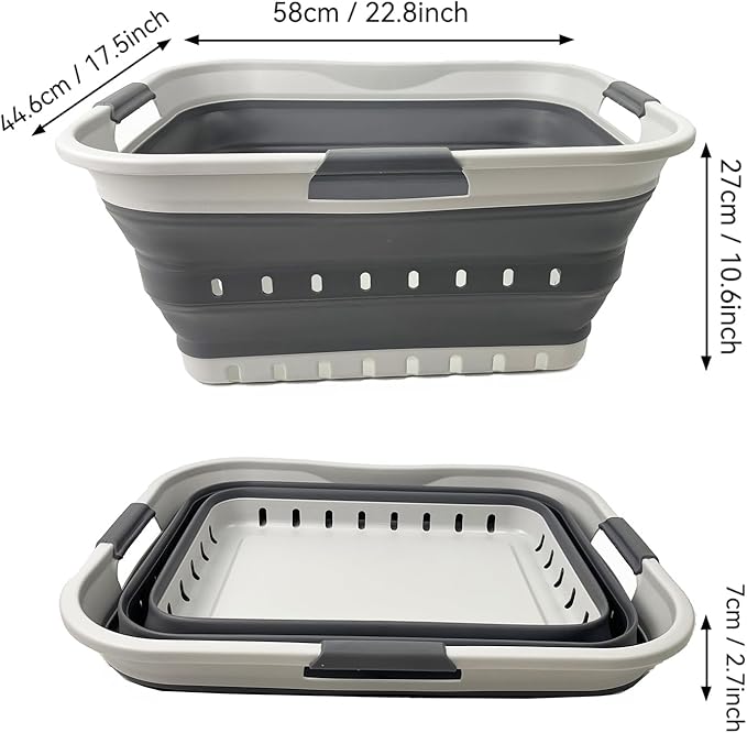 SAMMART 42L Collapsible Plastic Laundry Basket