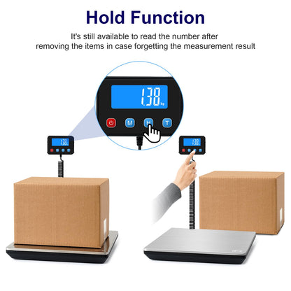 TIPRE Digital Shipping Postal Scale 0.5 oz High Accuracy！440lb Commercial Weight Scale for Package, Small Business, Mail, Warehouse, Home, Battery & Charging Cable Included