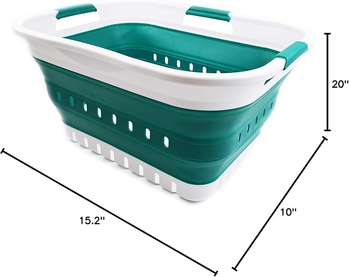 SAMMART 30L Collapsible 3 Handled Plastic Laundry Basket