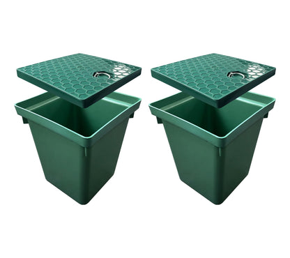 Natotela 2 Sets 12.5x12.5x14.3in Underground Splice Boxes W/Solid Inspection Cover Deep Enclosure Precast Pull Distribution Pit Access Electrical Junction Boxes Drillable Tapered Wiring Cable Box