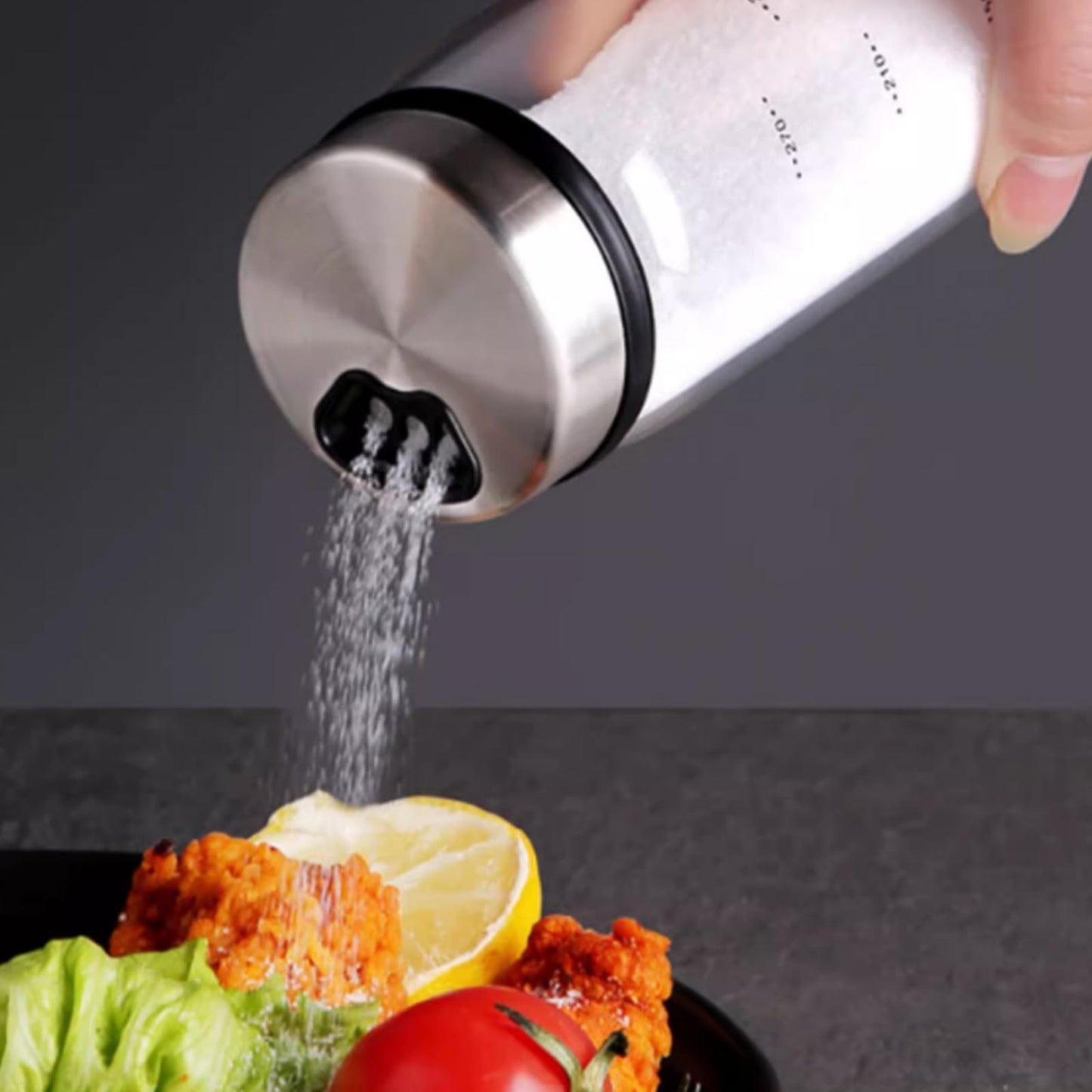 2-Piece 4-Neck Glass Seasoning Shakers - Moisture Resistant (300ml/10oz)