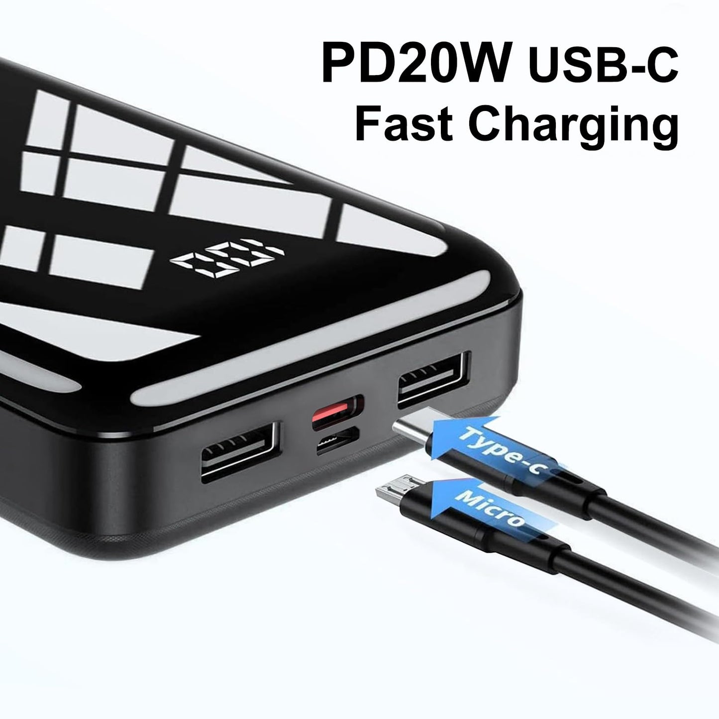 Power Bank 27,000mAh, QC 4.0 USB C 22.5W Fast Charging PD 20W Portable Charger, Mobile Phone Battery Pack 3 Outputs & 2 Inputs High Capacity Compatible for Smartphones