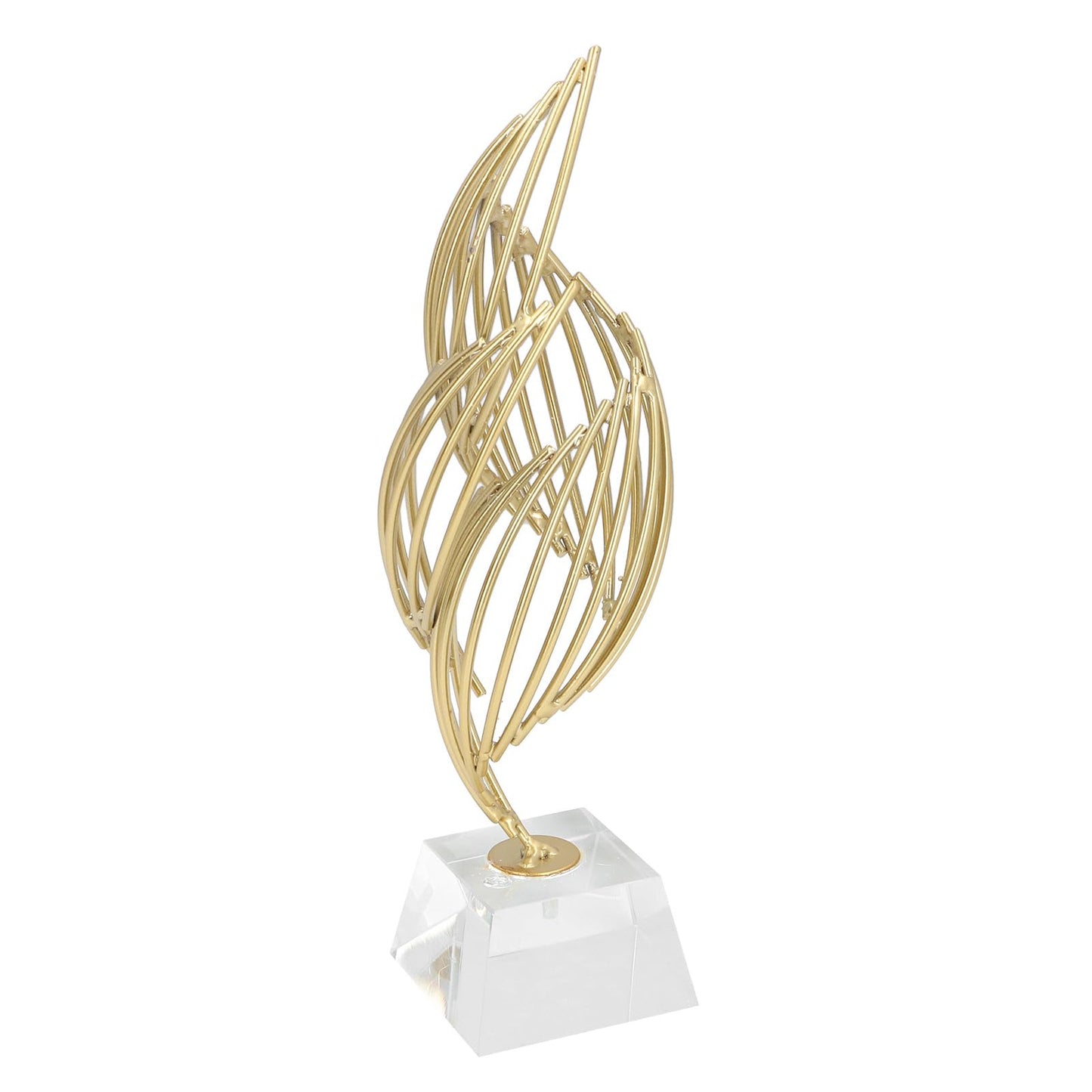 Metal Abstract Decorative Sculpture with Base Modern Luxury Metal Abstract Art Home Decor Statue for Desk Shelf Decor (Crystal White)