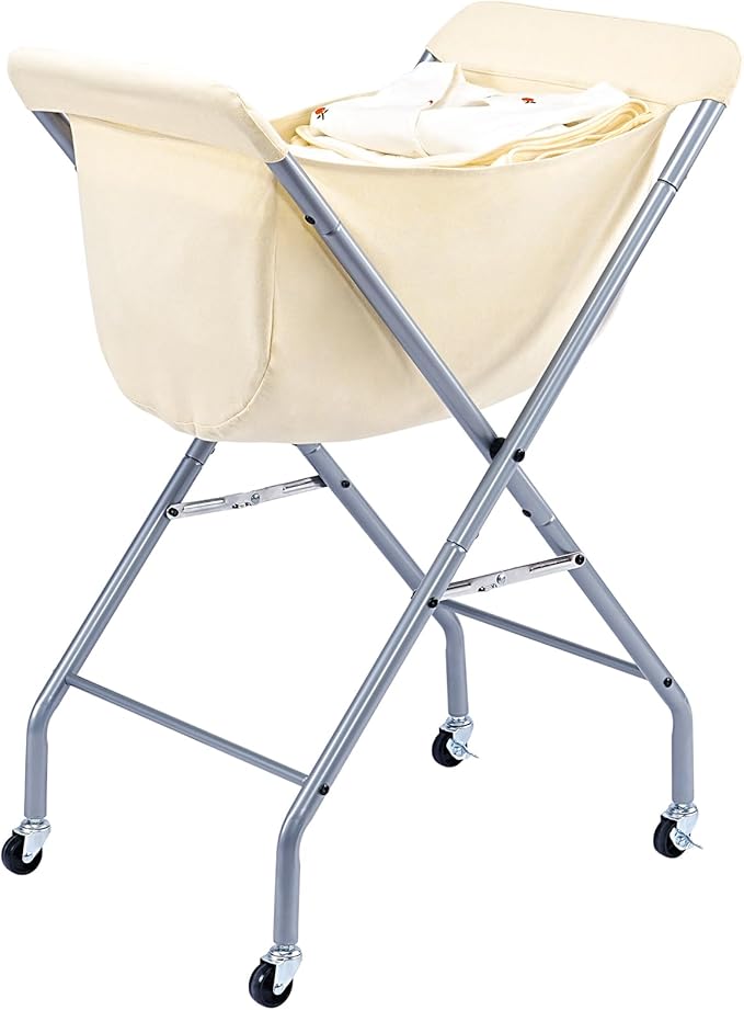 ELYKEN Laundry Cart with Wheels, 32”H Easy Rolling Laundry Hamper with