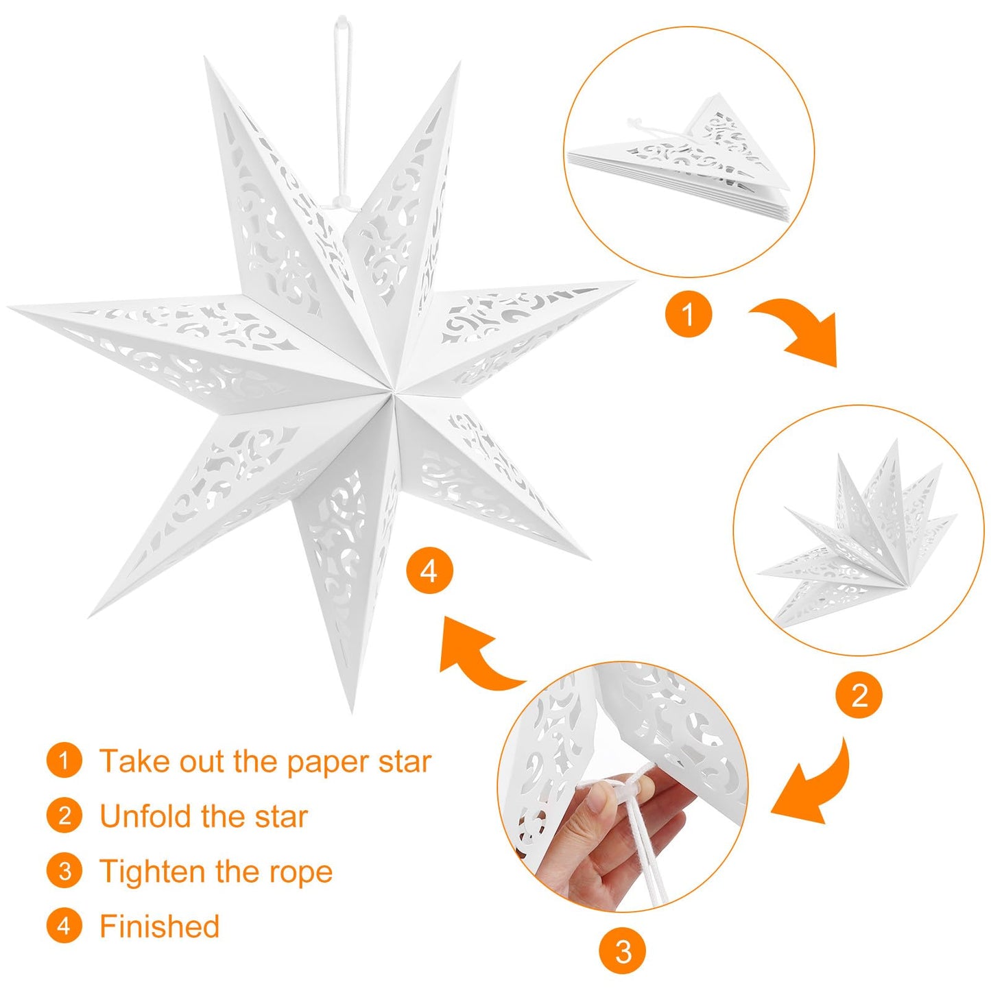 Ipetboom Star Shaped Lampshade Decorative Light Cover 17.71In Hollow Out Paper Lantern for Home Bedroom Festival Party Decoration