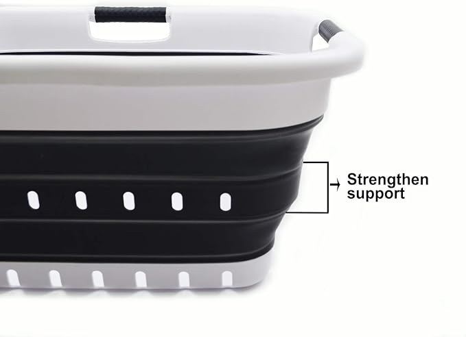 SAMMART 41L Collapsible 3 Handled Plastic Laundry Basket