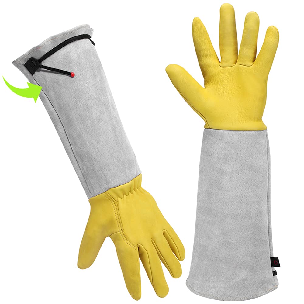 Heavy Duty Gardening Gloves - Thorn Proof Rose Pruning Gloves, Long Leather Gauntlet Gloves for Men and Women, Gardening Tools and Gifts