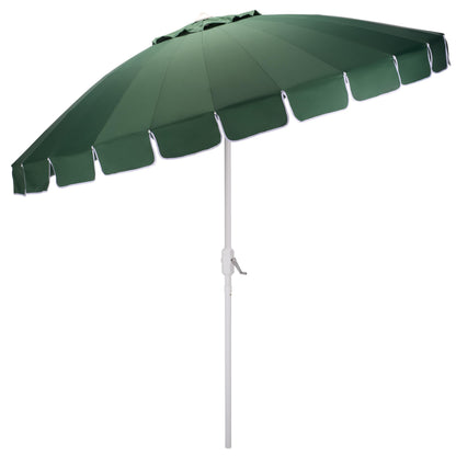 SAFAVIEH Outdoor Patio Furniture Collection – Panza 9 Ft Crank Patio Umbrella, Green & White Pole, Market Umbrella with Crank Lift (PAT8026H)