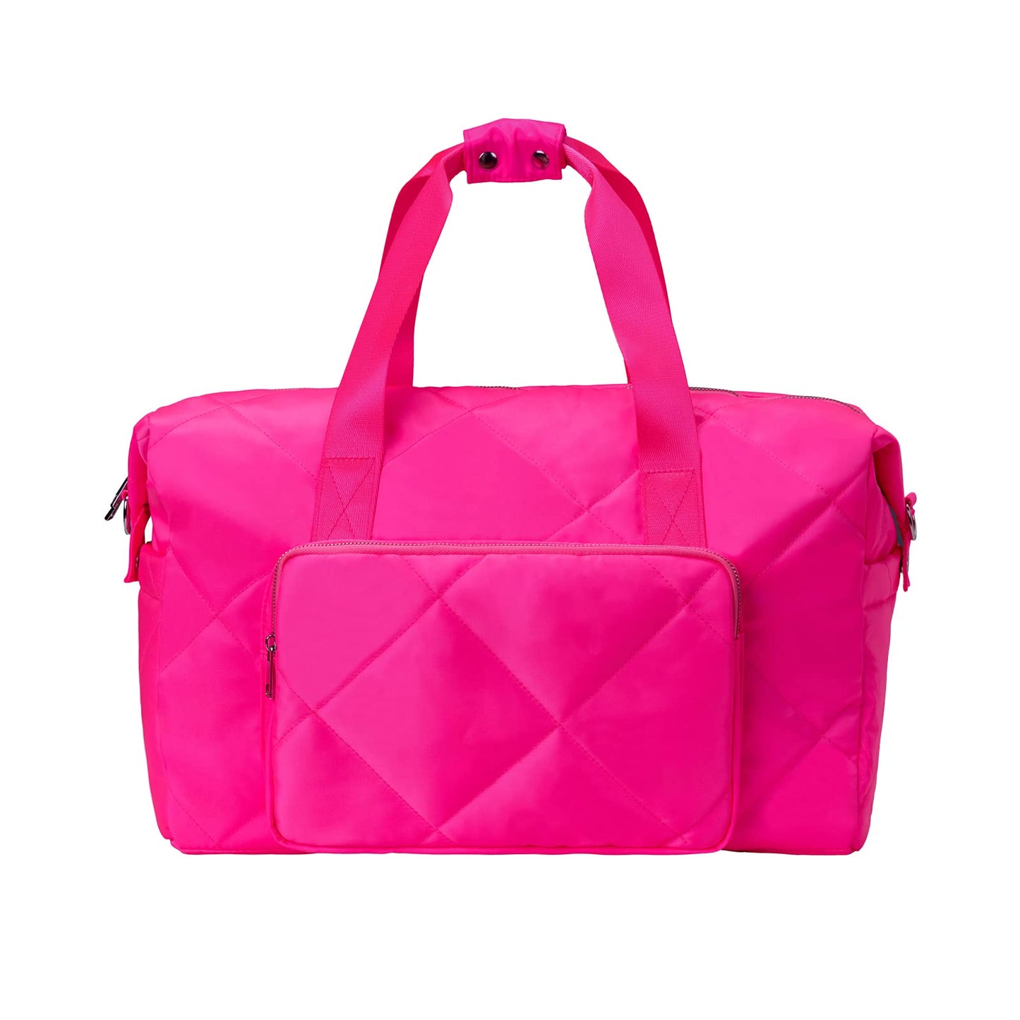 Hot Pink Gym Bag for Women, 18 Inch Lightweight Puffy Carry On Duffel Bag for Travel Sports Yoga, Water Resistant