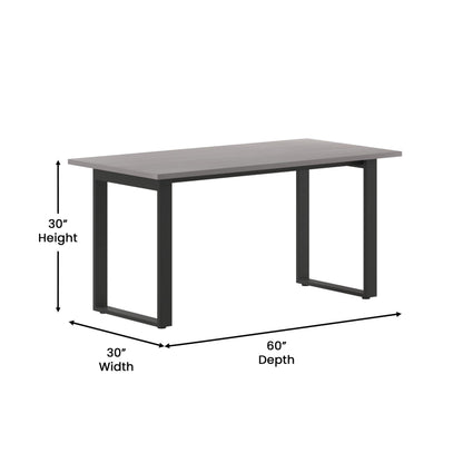 Flash Furniture Redmond Conference Table with U-Frame Base, Commercial Water and Scratch Resistant Laminate Finish, PVC Edge, Heavy Duty Steel Frame, 60x30, Gray Oak