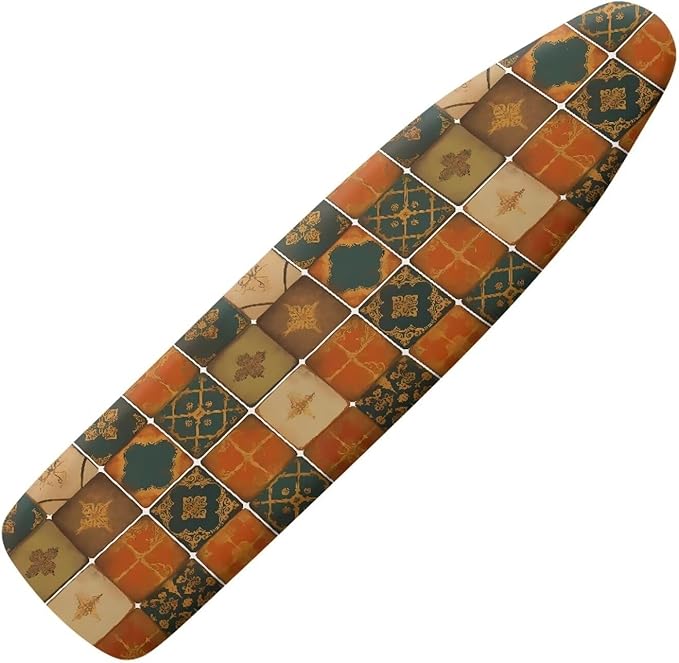 Moroccan Ceramic Tiles Steam Ironing Board Cover, Vintage Square Tile Standard