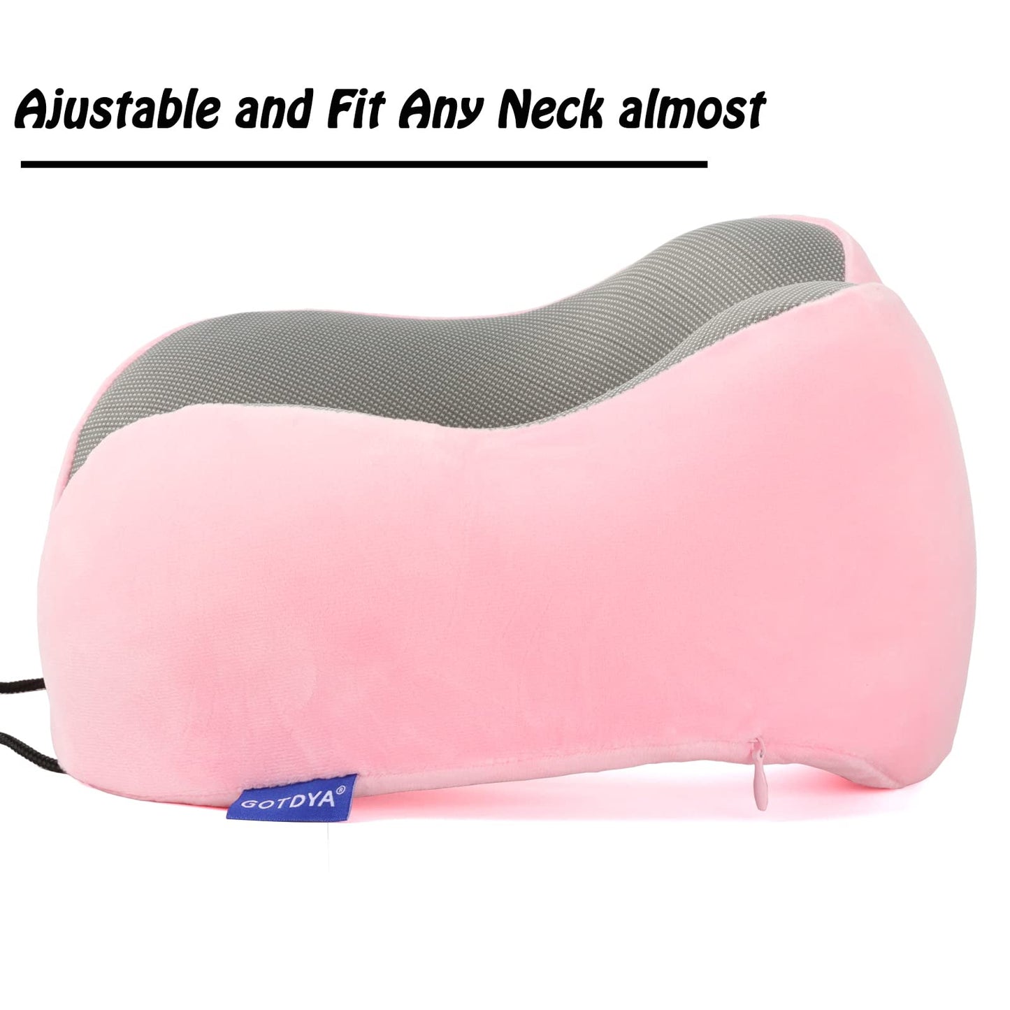 Travel Pillow,Travel Neck Pillows for Sleeping,100% Pure Memory Foam Soft Comfort & Support Pillow for Airplane/Car/Office&Home Rest Use-Pink