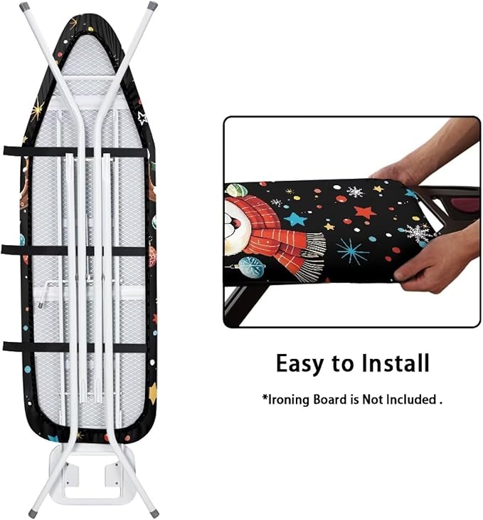 Christmas Deer Ironing Board Cover and Pad, Thick Scorch Resistant Padding