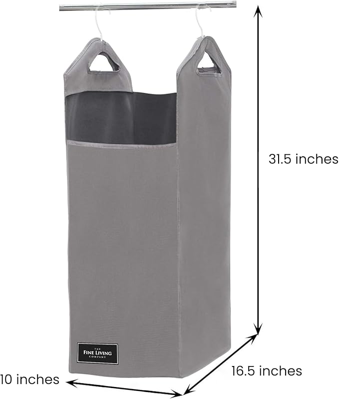 The Fine Living Co. Hanging Laundry Hamper Bag, Heavy Duty, Space Saving Closet