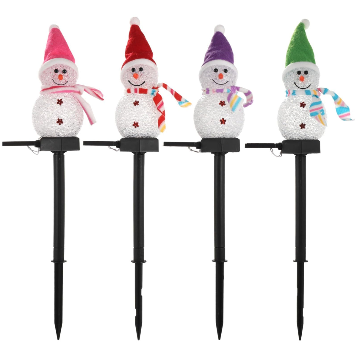 4 PCS Solar Snowman Light Decorations, Solar Christmas Snowman Stake Light, Outdoor Waterproof Solar Powered Garden Snowman Lights, Christmas Yard Decor, Decorative Pathway Light