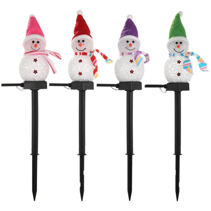 4 PCS Solar Snowman Light Decorations, Solar Christmas Snowman Stake Light, Outdoor Waterproof Solar Powered Garden Snowman Lights, Christmas Yard Decor, Decorative Pathway Light