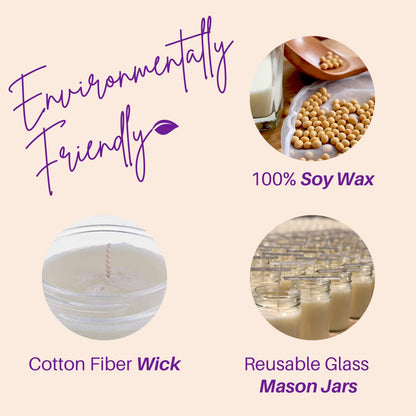 Nika's Home Vanilla Lavender Soy Candle - 12oz Mason Jar - Non-Toxic - Hand Poured in The USA, Long Burning 50-60 Hours Highly Scented All Natural, Clean Burning