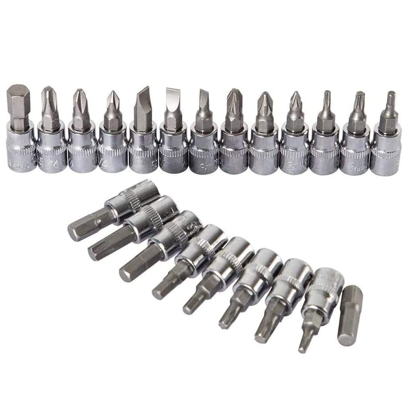 LUOWAN 46 Piece 1/4 Inch Drive Socket Set&Tool Sets,Ratchet Wrench Set with 4-14mm Cr-V Sockets,Screwdriver Bits,Extension Bars for Household Car Bike Repair