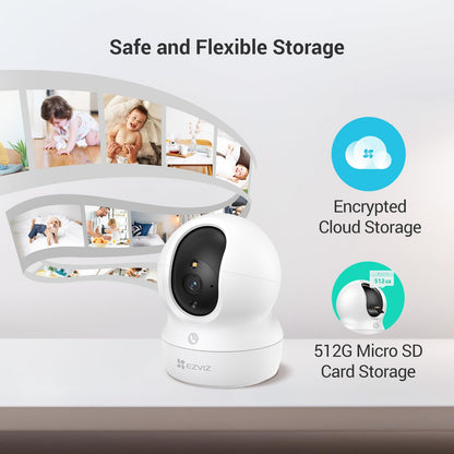 EZVIZ 4MP Indoor Camera No Monthly Fee, 512GB Supports, Spotlight Colour Night Vision, Dual Band Wifi, One-touch-calling Button, Two-way Audio, Sound/Human Detection, Works with Alexa (CP1 Pro 2K+)