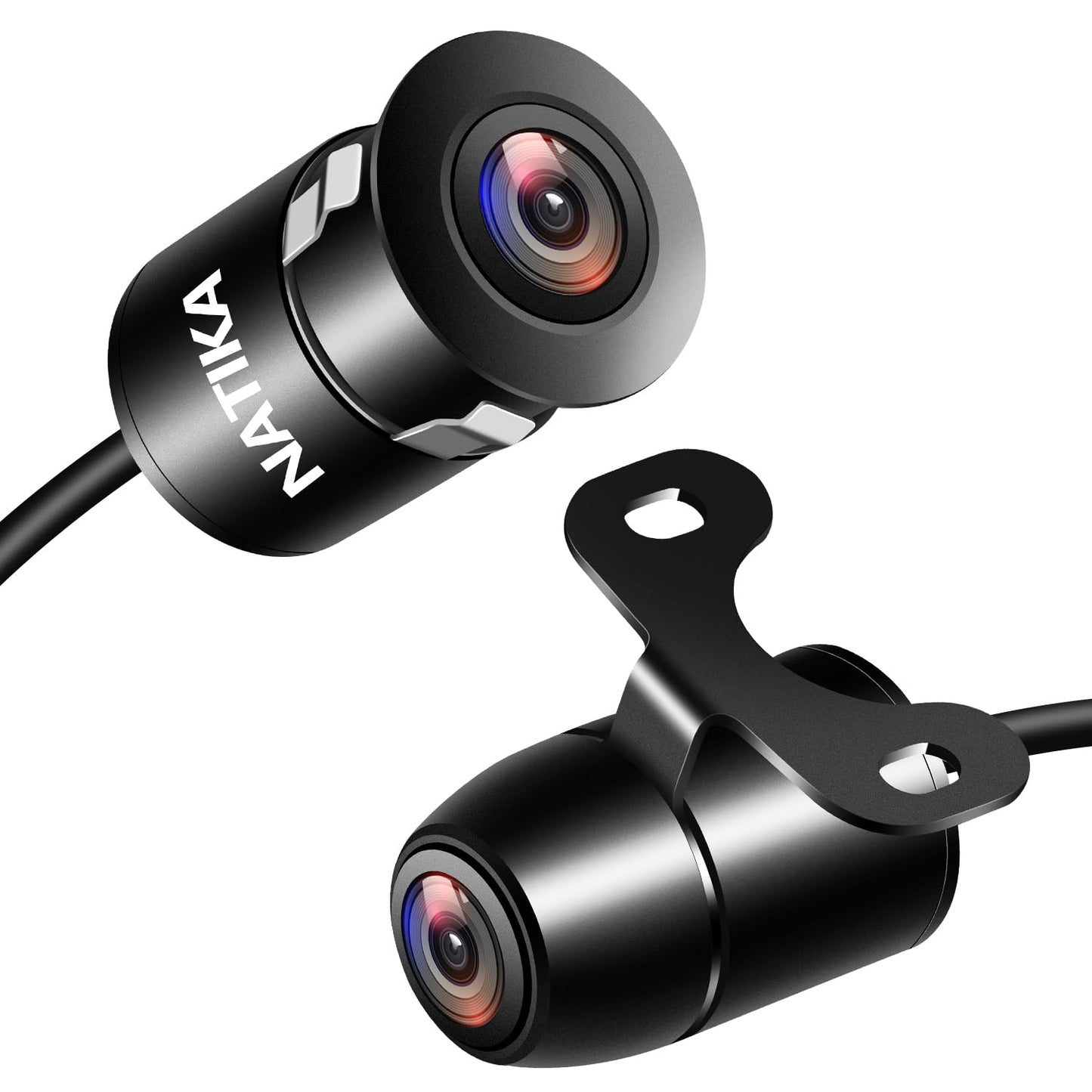 NATIKA Backup/Front/Side View Camera: No Distortion Effect Starlight Night Vision HD Metal Flush or Surface Mount 720P AHD and TVI Reverse Rear View Backup Camera for Cars Pickup Trucks SUVs RVs Vans