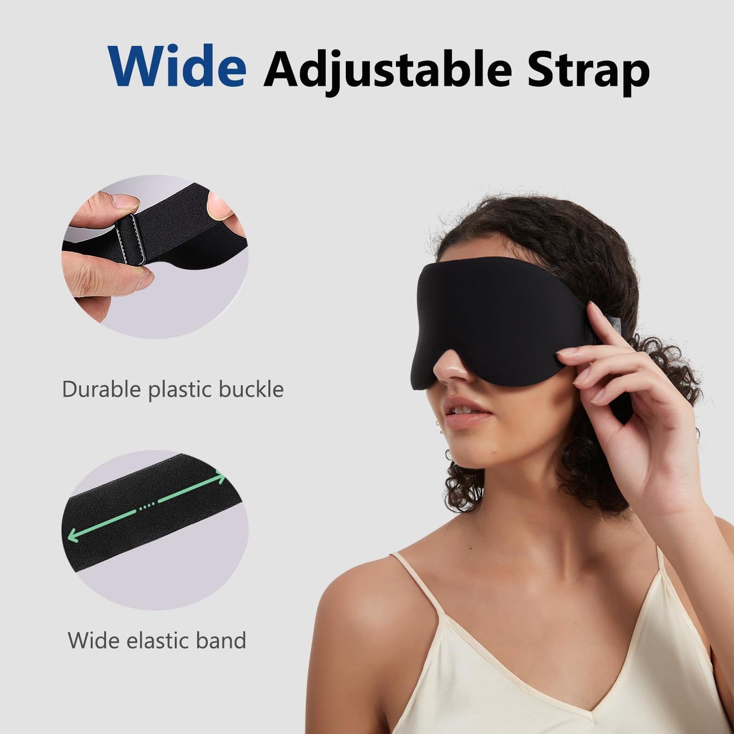 Alaska Bear Sleep Mask for Side Sleepers 2022 Headband Design, Cup-Shaped and Extra-Soft, 100 Blackout Eye Mask Shades Cover for Men and Women Home or Travel, Machine Washable, Black