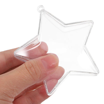 SOLUSTRE 12PCS Transparent Plastic Fillable Ornaments Ball Stars Penta Clear Fillable Ornaments DIY Craft Hanging Christmas Ball for Home Wedding Party Xmas Decoration