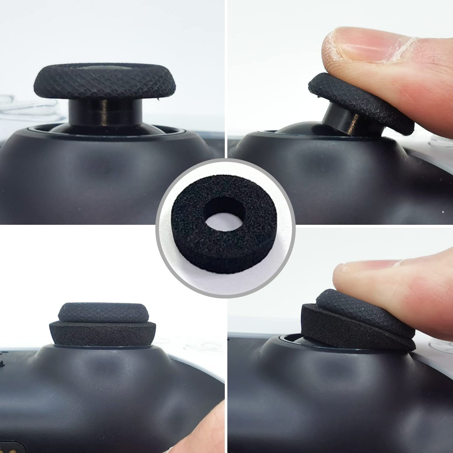 ZHI-NYLLDJS Controller Thumb Grips for PS5/4,Controller Thumb Caps for Xbox,Joystick Stick Grips for Switch Pro Controller,Precision Rings&Thumb Grips Set(30pcs)(Black&White) A&B&C