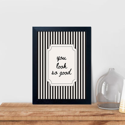 Black and White Bathroom Wall Art You Look So Good Framed Black Striped Bathroom Decor Modern Minimalist Canvas Print Painting Artworks for Wall