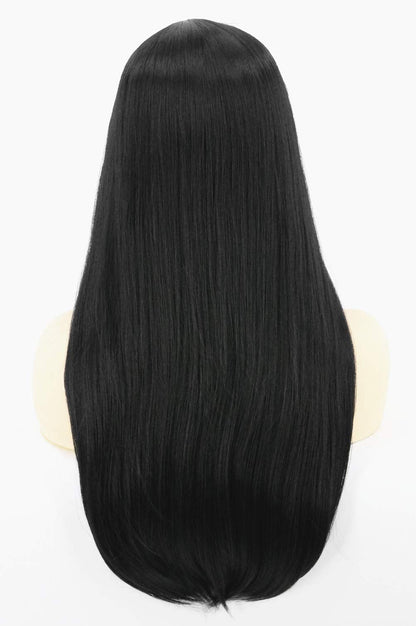 Topcosplay Women's Long Black Straight Wig Cosplay Wig Halloween Costume Wigs (Black)