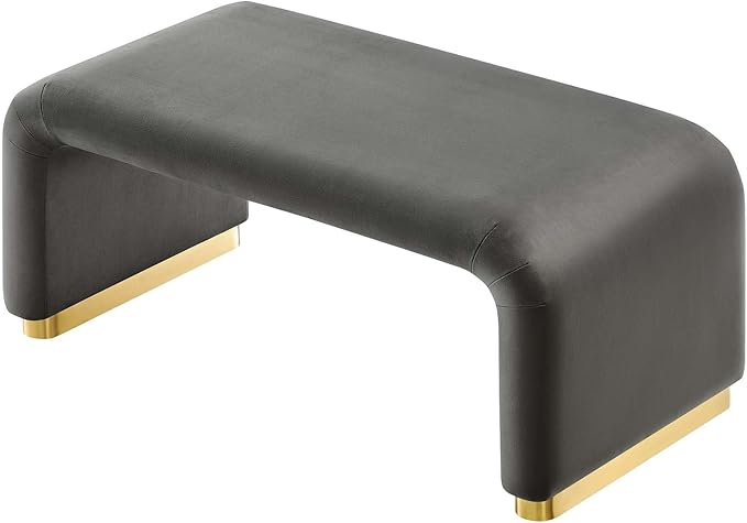 Modway EEI-6735-BRA-STG Koda Performance Velvet Waterfall Ottoman, Brass Storm